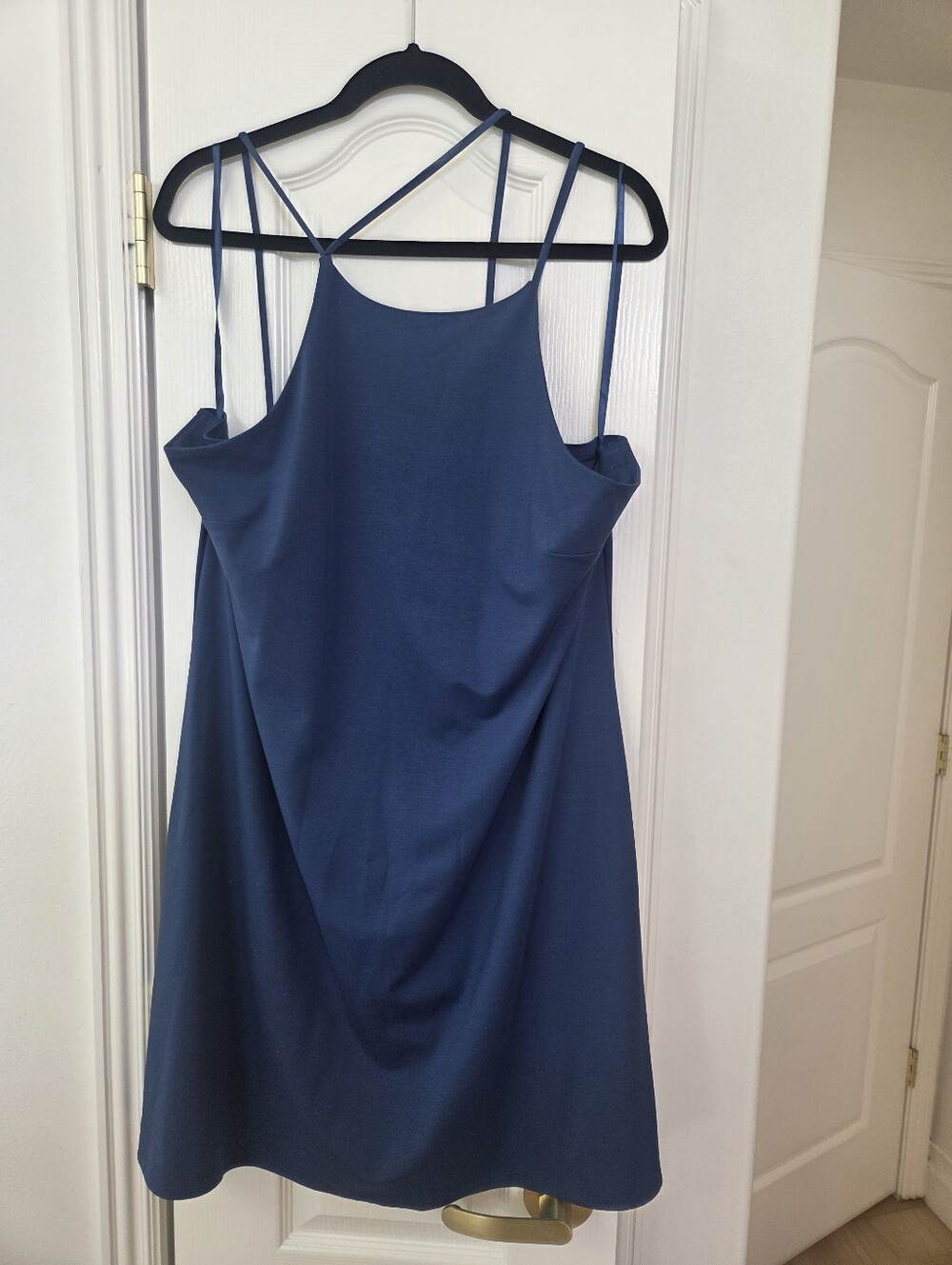 Banana Republic Blue High-Neck Asymmetric Strap Shift Dress (Size XL)